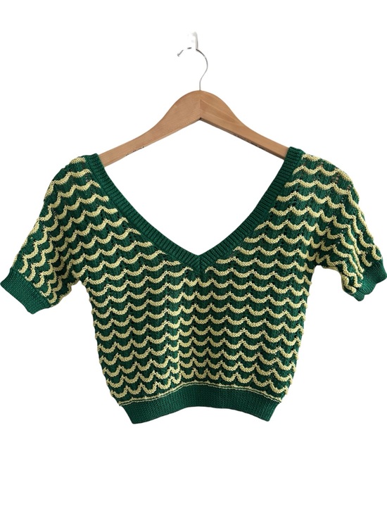 Zara Tops - Zara Crochet Deep V-Neck Scallop Knit Crop Top